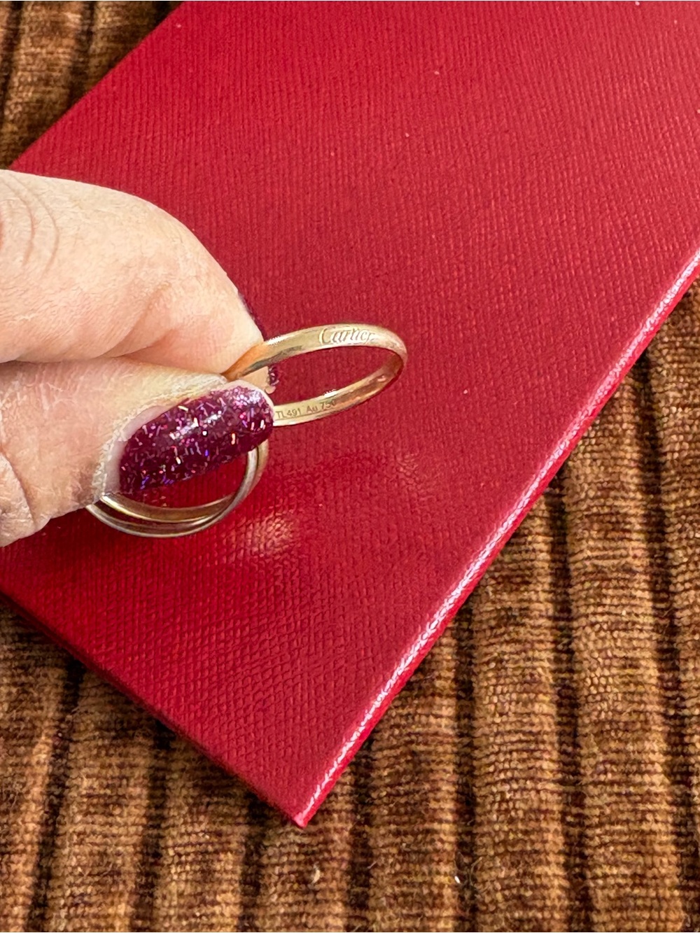 Cartier Trinity Ring in Yellow, White and Rose Gold small model size 56 - Picture 8 of 9